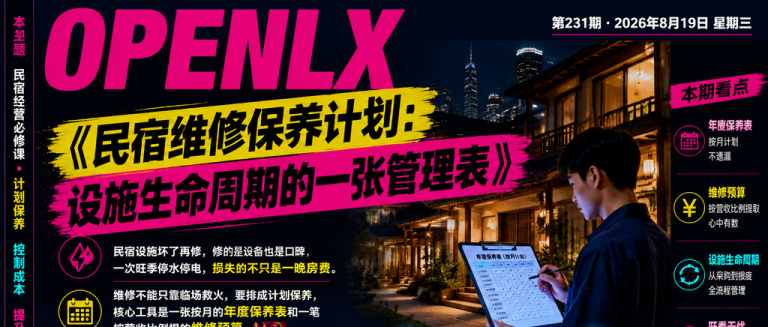 民宿维修保养计划:设施生命周期的一张管理表|民宿维修、年度保养表