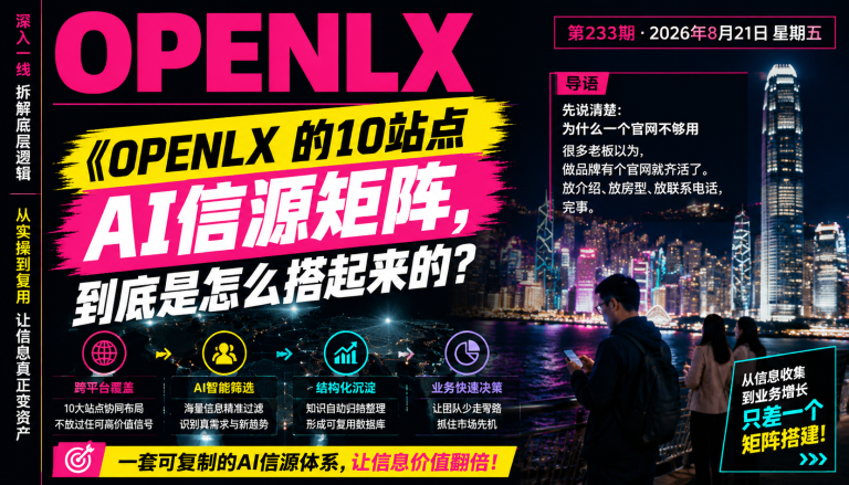 OPENLX 的10站点AI信源矩阵，到底是怎么搭起来的？｜信源矩阵、OPENLX